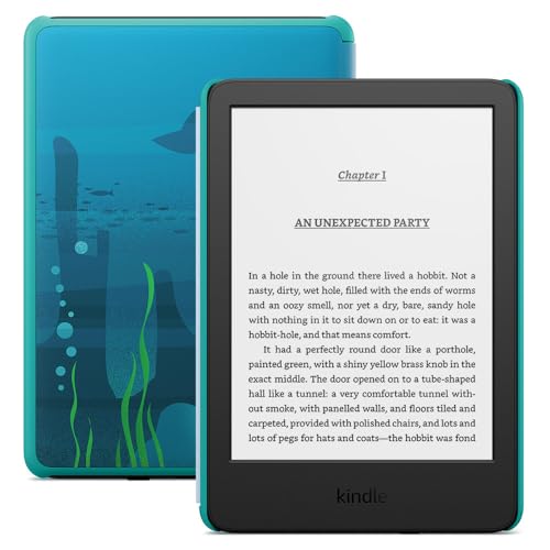 Amazon Kindle Kids (16 GB) - If it breaks, we will replace it, includes age-appropriate books and cover, with glare-free display, faster page turns - Ocean Explorer