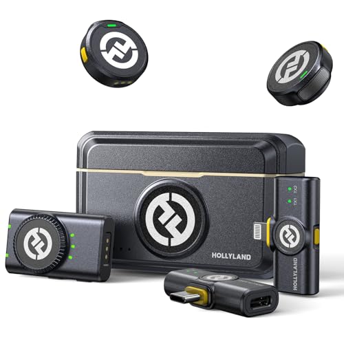 Hollyland Lark M2 Wireless Lavalier Mikrofon (2TX+3RX) für Kamera, iPhone, Android, PC, 48kHz/24 bit Hi-Fi Audio 40H Dauer 300m Reichweite, ENC Antischall Ansteckmikrofon kabellos für Vlog YouTube