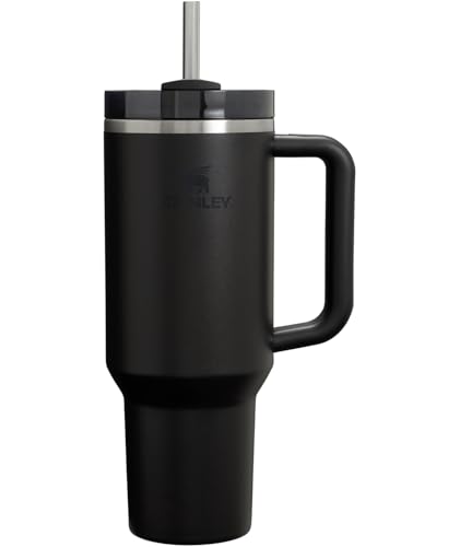 STANLEY Quencher H2.0 Tumbler with Handle and Straw 40 oz | Flowstate 3-Position Lid | Cup Holder Compatible for Travel | Insulated Stainless Steel Cup | BPA-Free | Black 2.0