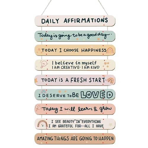 Shri Kanth Art Positive Affirmations Wall Decor Wooden Inspirational Wall Art for Kids Affirmations Hanging Wall Art Motivational Positive Self Love Quotes Decor for Office Bedroom Kids Teens Women