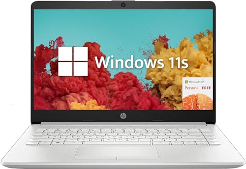 HP Premium 14" Stream HD Laptop, Intel Celeron N4120, 4GB RAM, 64GB eMMC, Webcam, Intel UHD Graphics, Bluetooth, WiFi, HDMI, 1 Year Office 365, Win 11s, Silver