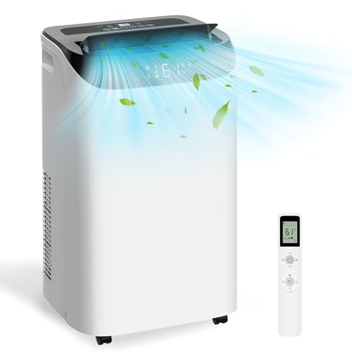 14,000 BTU Portable Air Conditioner Cools Up to 700 Sq.Ft, 3-IN-1 Energy Efficient Portable AC Unit with Remote Control & Installation Kits for Large Room, Campervan, Office, Temporary Space