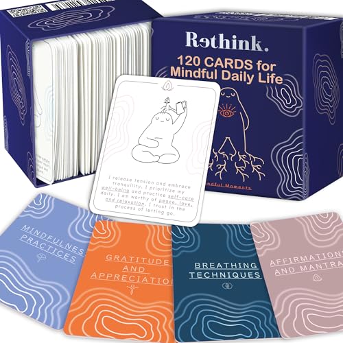 QUOKKA 120 Meditation Cards for Adults - Meditation Cards for Mental Health - Mindful Practices Cards for Mental Health - Anxiety Relief Items - Guided Medetation Kit