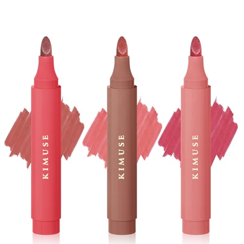 KIMUSE Lip Stain Tip Marker Set, Long Lasting Waterproof Smudgeproof Lip Liner Stain, Matte Natural Finish, All Day Wear Lip Color