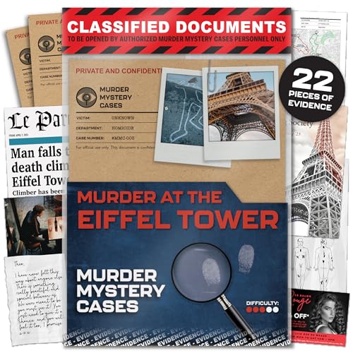 MMC Murder at The Eiffel Tower – Crime Solving Murder Mystery Games for Adults with 22 Pcs Realistic Evidence & Clues – Immersive Crime Solving Game & Board Games for Adult – Solo or Group Play