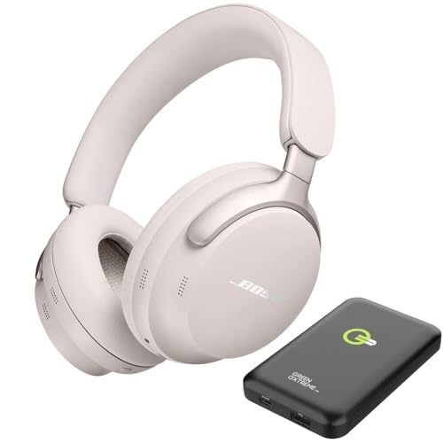 Bose QuietComfort Ultra Wireless Noise Cancelling Headphones with Spatial Audio, Over-The-Ear Headphones with Mic, Up to 24 Hours of Battery Life (White Smoke)