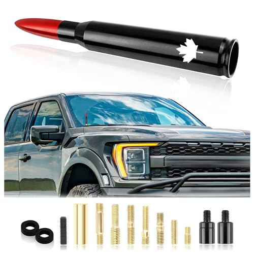Car Bullet Antenna with 13 Accessories,Maple Leaf Logo Car Antenna Topper Automotive Exterior Accessories Compatible with Chevrolet Cadillac Dodge Toyota GMC Jeep Ford (Red)