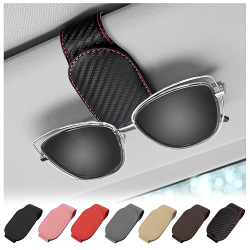 Magnetic Sunglasses Holder for Car,PU Leather Visor Organizer,Universal Sunglasses Clip Car Visor Accessories (Carbon Fiber)