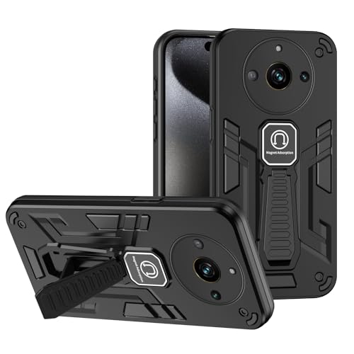 Compatible with Realme Narzo 60 Pro 5G Case,Compatible with Realme 11 Pro 5G / 11 Pro Plus 5G Car Magnetic Kickstand 2 in 1 Shockproof Phone Case Cover Black