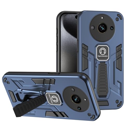 Compatible with Realme Narzo 60 Pro 5G Case,Compatible with Realme 11 Pro 5G / 11 Pro Plus 5G Car Magnetic Kickstand 2 in 1 Shockproof Phone Case Cover Blue