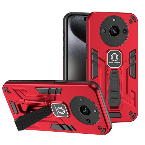 Compatible with Realme Narzo 60 Pro 5G Case,Compatible with Realme 11 Pro 5G / 11 Pro Plus 5G Car Magnetic Kickstand 2 in 1 Shockproof Phone Case Cover Red