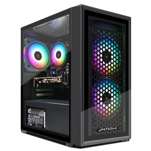 STGsivir Basic Gaming PC, Intel Core i5 bis zu 3.7 GHz, AMD Radeon R9 370 4GB GDDR5, 16GB RAM, 512GB SSD, 600 M WLAN, BT 5.0, RGB Lüfter x 3, W10H64, Gamer PC Computer Desktop