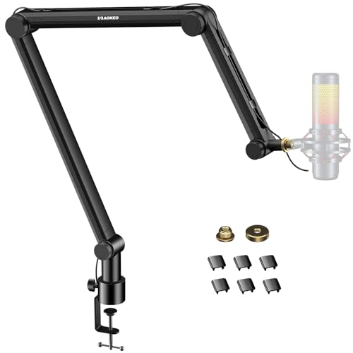 Microphone Arm,Aokeo AK-49 Adjustable Compact Mic Suspension Boom Scissor Arm Stand For Blue Yeti,Snowball iCE, HyperX QuadCast,SoloCast,Elgato Wave,Etc