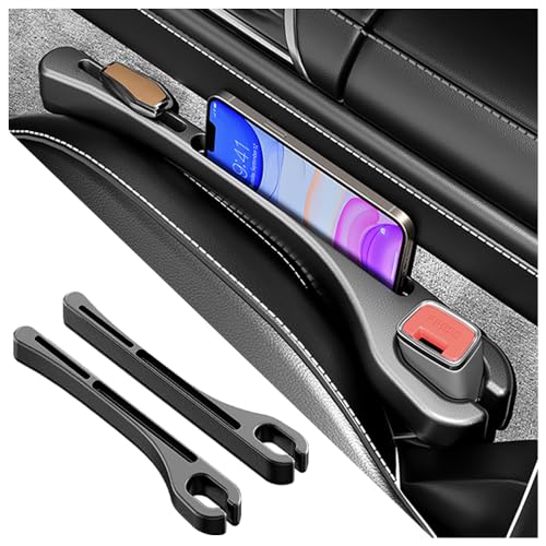 2PCS Upgrade Car Seat Gap Filler with Phone Holder,Multifunctional Car Gap Filler Car Seat Organizer for Avoiding Falling,Universal Car Interior Accessories Gap Filler for Car Seats (Black)