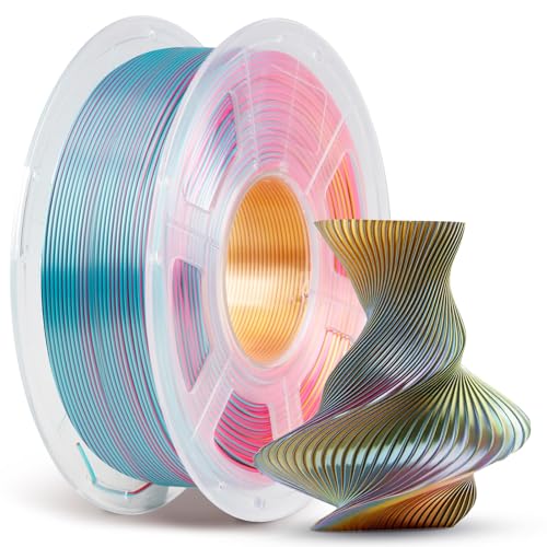 ANYCUBIC Silk PLA Filament, Tri Color PLA Silk Filament 1,75mm, 360° Farbwechsel 3D Drucker Filament, Seidentexturen Prächtige Farbe 1KG Rot Gelb Grün