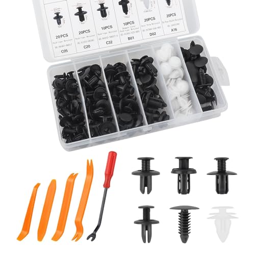 100PCS Car Retainer Clips With Remover Tool, Push Type Compatible With Audi BMW Cadillac Chevrolet, Fender Accessories Replacement OEM#90467-06017,91560-SA6-003