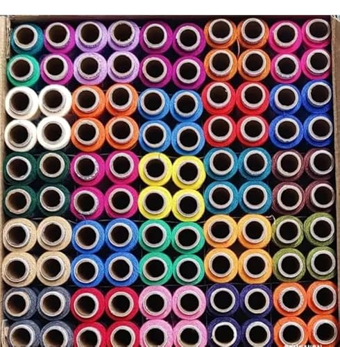 100% Spun Polyester 3 Ply Sewing & Stitching Multicolor Box Thread (150 m Pack of100)