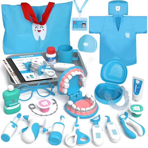 Lehoo Castle Doctors Set for Kids, Dentist Toys for Kids, Role Play Toys for 3+ Year Old Girls, Doctors Kit Gifts for 3-8 Year Old Toddlers(Blue)