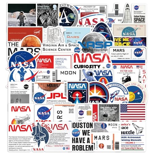 iDream NASA Astronaut Spacecraft Stickers, Self-Adhesive, Space Theme, Durable, Waterproof, Pack of 50 – Perfect for Laptops, Water Bottles, Notebooks, DIY Projects, and Gifts.