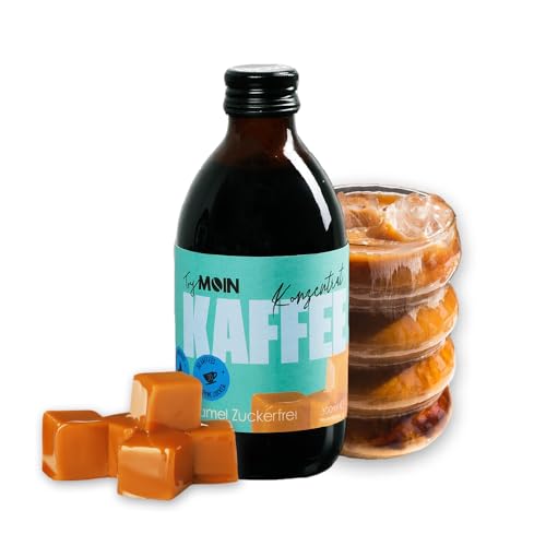 TryMoin - Caramel Macchiato - zuckerfrei - Kaffeekonzentrat mit zuckerfreiem Karamell-Kaffee-Sirup, ideal für zuckerfreien Eiskaffee, Cappuccino und mehr, 30 Kaffees pro Flasche