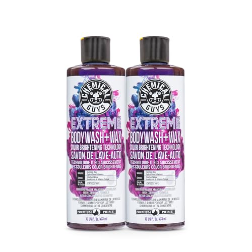 Chemical Guys Extreme Bodywash & Wax Foaming Car Wash Soap, (Works with Foam Cannons, Foam Guns or Bucket Washes) Safe for Cars, Trucks, Motorcycles, RVs & More, 473 ml (2 Pack), Grape Scent
