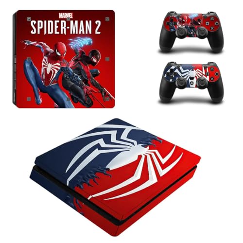 Khushi Decor Spider Man 2 Theme 3M Skin Sticker Cover for PS4 Slim and 2 Controllers for Video Game
