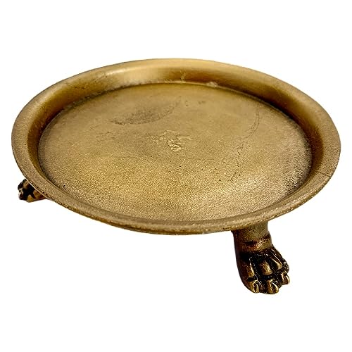Hapton House 100% Solid Brass Clawfoot Candle Dish - Pedestal Dish - Candle Holder - Jewelry Holder - Perfect for Wax Candles, Rings, and Trinkets