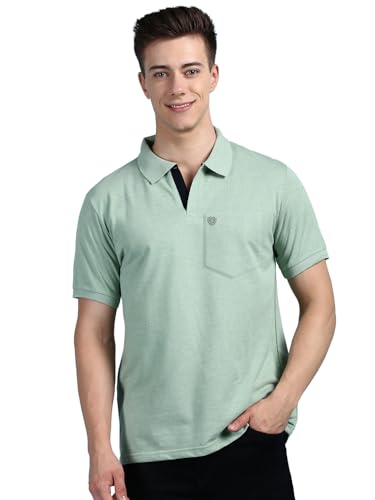 Lux Cozi Men's Half Sleeve Soild Casual T-Shirt with Chest Pocket_COZI_2122_MTGRN_M_1PC Mint Green