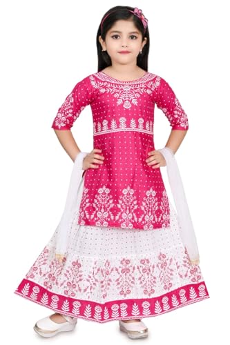 Jbegam Girls Anarkali Kurta Set and Sharara plazoo Suit with Dupatta Ethnic Wear Dress for Kids6 Years-7 Years Pink