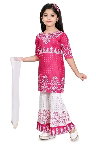 Jbegam Girls Anarkali Kurta and plazoo Suit with Dupatta Ethnic Wear Dress for Kids6 Years-7 Years Pink