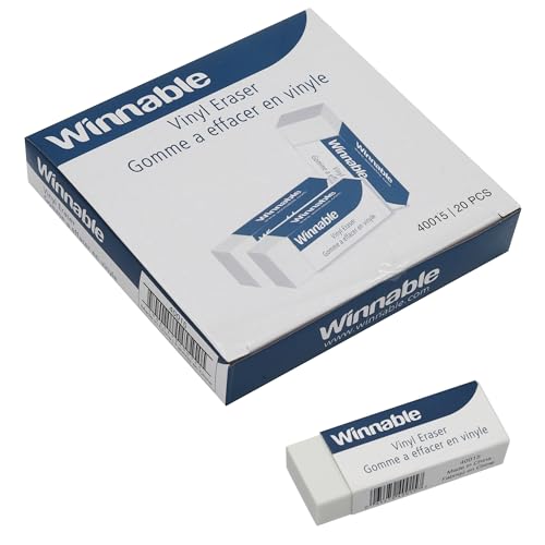 Winnable Plastic Vinyl Eraser, Latex-Free, 20 Pack (40015)