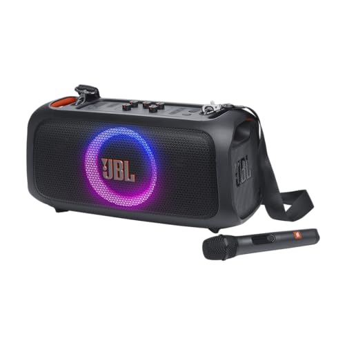 JBL PartyBox On-The-Go Essential - Portable Party Speaker with Built-in Lights and Wireless mic, Amazing JBL Pro Sound, IPX4 splashproof Protection, 6 Hours of Playtime, Convenient Shoulder Strap