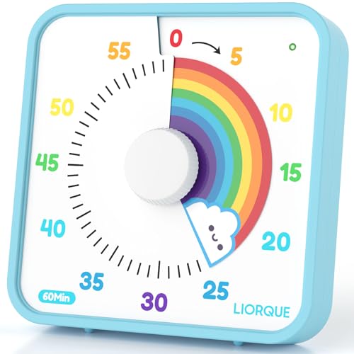 LIORQUE 19cm Visual Timer Large Timer for Classroom, 60 Minute Countdown Timer No Ticking with Magnetic Back, 3 Level Volumes & Vibrating & Light Alarm