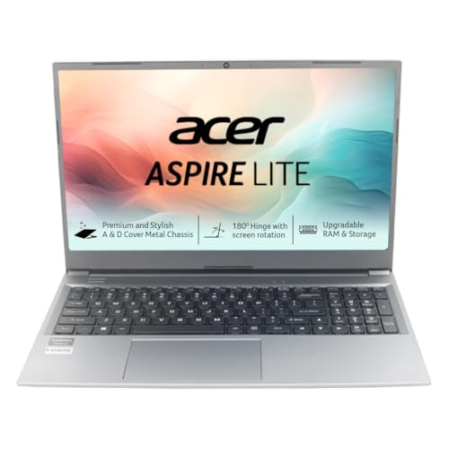 Acer Aspire Lite, AMD Ryzen 3 7330U Processor, 16 GB RAM, 512GB SSD, Full HD, 15.6"/39.62cm, Windows 11 Home, Steel Gray, 1.59KG, AL15-41, Metal Body, Premium Thin and Light Laptop