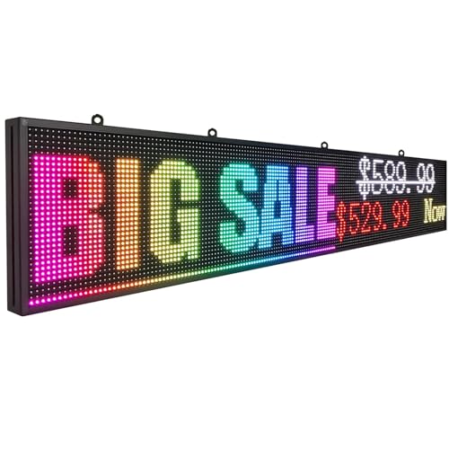 Outdoor Scrolling Huge Bright Advertising LED Signs P10 196cm×36cm RGB Full Color WiFi Control LED Message Display, High Brightness LED Advertising Sign Board for Business Store