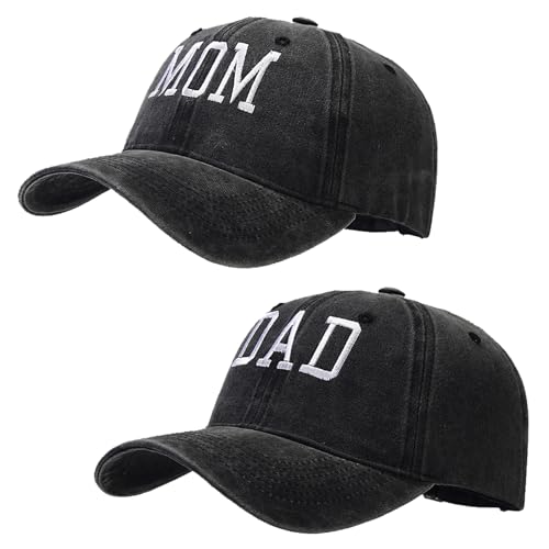 HAPEE Mütze für Mama und Vater, Mädchen, Jungen, Mutter, Hut für Damen und Herren, verstellbare Baseballkappe, Geschenk für Paare, klassisches Geschenk, A1 Dad Mon-Black Black, Einheitsgröße