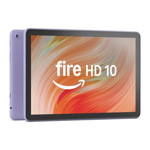 Amazon Fire HD 10 tablet (newest gen), built for relaxation, 10.1" vibrant Full HD screen, octa-core processor, 3 GB RAM, up to 13-h battery life, (2023 release), 32 GB, Lilac, with adverts