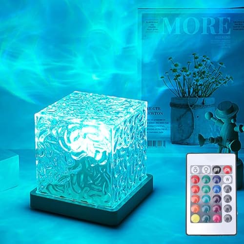 Growalleter Ocean Wave Projector Light, 16-Color Luminorthe Cube Lamp & App Remote, 3D Holographic Water Ripple Romantic Ambient Lighting for Child's Room, Meditation Relaxation, Night Light