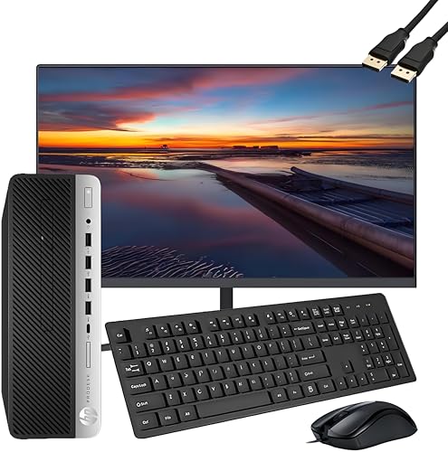 HP ProDesk 600 G3 SFF Desktop Computer with 21.5"" FHD Monitor, Intel Quad Core i5-6500, 16GB DDR4 RAM, 256GB SSD, Type-C, DisplayPort, Keyboard & Mouse, WiFi, BT, Windows 10 Pro (Renewed), Black