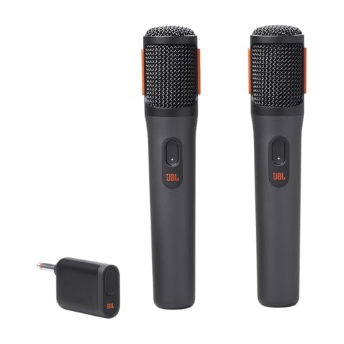 JBL PartyBox Digital Wireless Microphones for JBL PartyBox Speakers with Wireless Dongle, Stable 2.4 GHz Connection and 20-Hour Playtime, Black