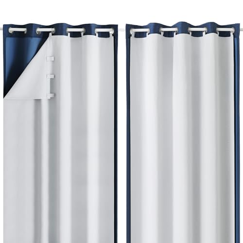 OWENIE 100% Blackout Curtain Liner 2 Panels Set for Bedroom Living Room, Total Darkening Thermal Curtains Liner for 84 Inch Long Curtains Behind, Each 40" Wx80 L, Thermal Curtains for Summer Heat