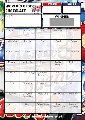 Totally Bonkers - Chocolate Fundraising Scratch Cards - 40 Square - A6 (148x105mm) - 10 Pack - TB0105 - Blind Cards