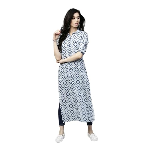 AnjuShree Choice Women Printed Indian Kurtis for women White