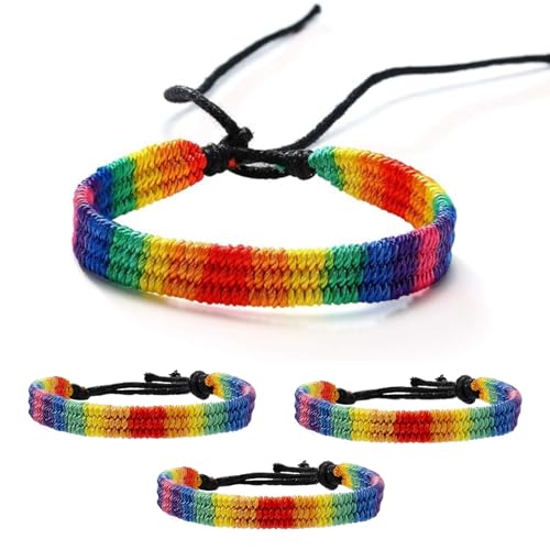 4PCS Rainbow LGBT Pride Bracelet Handmade Braided Friendship String Bracelet LGBTQ Gifts Gay Pride Bracelet Pride Wristband for Gay & Lesbian LGBTQ Wristband Adjustable Size