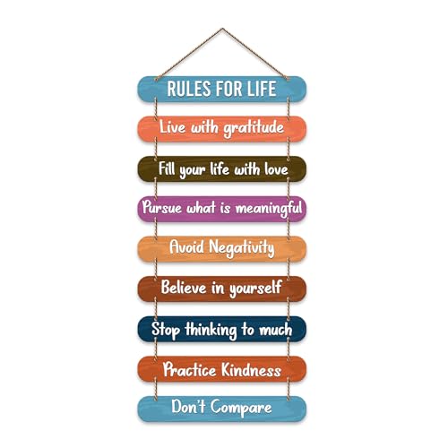 Artvibes Rules for Life Quotes Printed Mdf Wooden Wall Hanging | Living Room | Office | Home Decor Items | Gifts | Wall Art For Hall | Modern Wall Decorative Accessories for Home Decoration (WH_9310N)