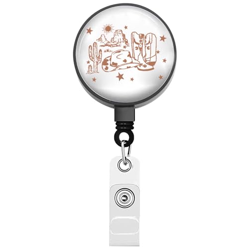 BEKECH Cowgirl Boots Retractable Badge Country Music Gift Vintage Western Cowgirl Badge Reel for Cowgirl (Cowgirl Boots)