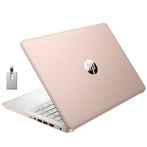 HP Stream 14" HD Laptop, Intel Celeron N4120, 4GB RAM, 128GB eMMC, Intel UHD Graphics, Webcam, 1 Year Office 365, Rose Gold, Win 11 S, 128GB Hotface USB Card