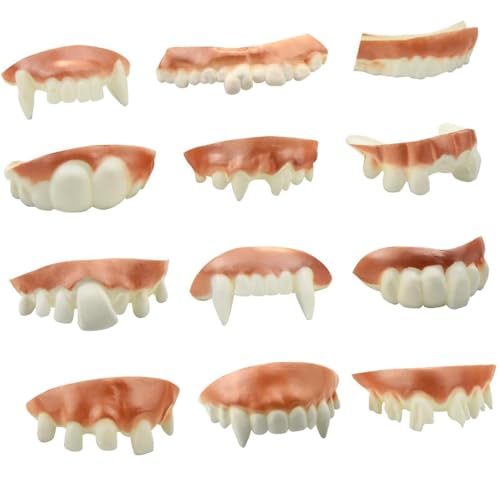 12pcs Joke Teeth, Joke Teeth Adult, Funny Teeth, Billy Bob Teeth, Fake Teeth, Joke False Teeth Adult, Halloween Vampire Teeth for Aldult Halloween Masquerade Costume Party Favors