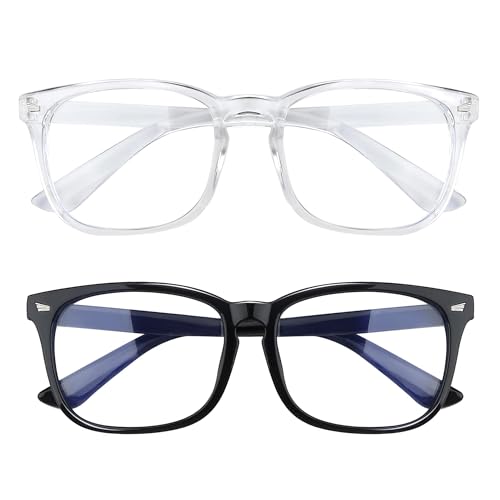 Blue Light Blocking Glasses for Women and Men - Gaming and Computer Glasses - Clear Frames - 2pcs