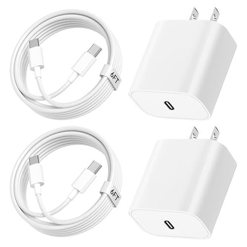 iPhone 16 15 Charger Fast Charging, 2-Pack 6ft Long USB C Charger Cable with 20W USB C Charger Block Compatible for iPhone 16/16 Plus/16 Pro/16 Pro Max 15/15 Plus/15 Pro Max, iPad, Android
